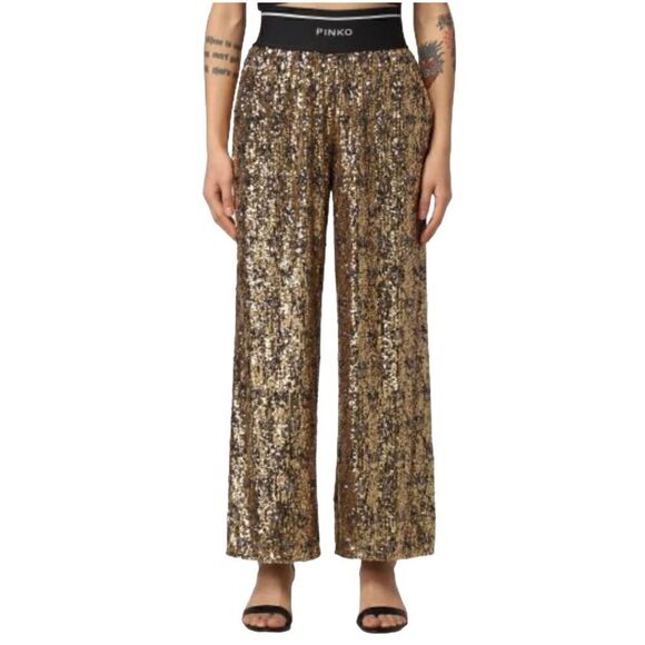 PINKO Pinko Palazzo Pants With Sequins Color Gold Size 40 IT USA 4 - Picture 6 of 7